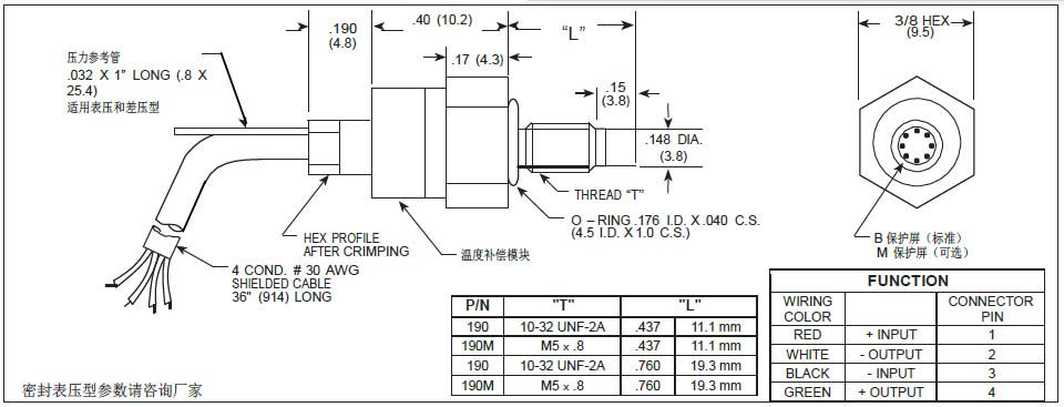 XTEL-190 系列傳感器外形圖